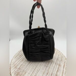 Vintage AS IS Italian Black Leather Handbag‎